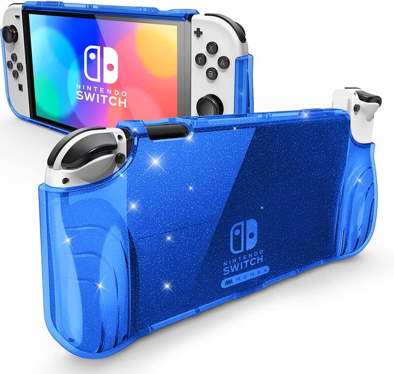 Mumba Case for Nintendo Switch OLED 2021 [Thunderbolt Series] Clear Protection with Ergonomic TPU Handle Compatible with New Switch OLED 7 inch Console and Joy-Con (Blue) - Image 1